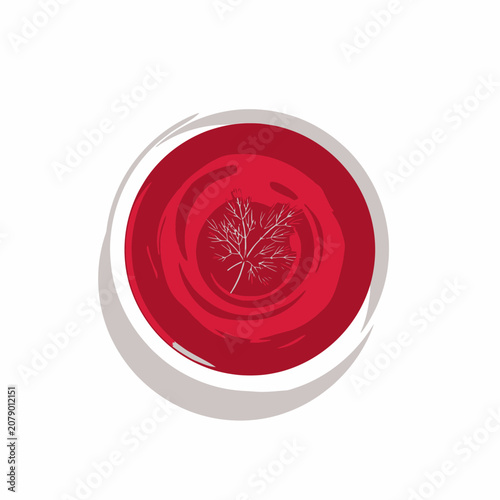 Vibrant Red Bowl of Soup with Garnish.