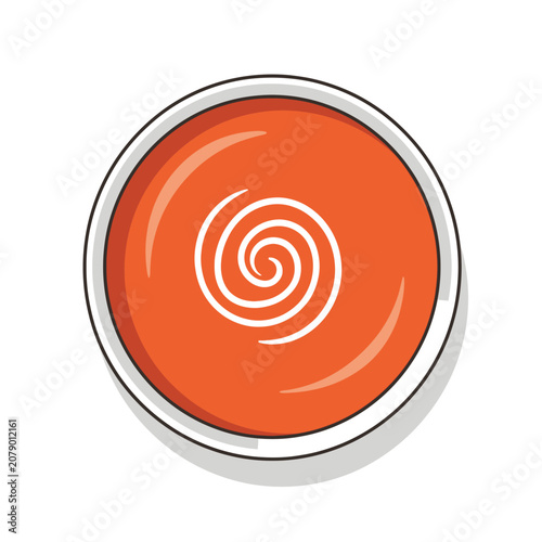 Vibrant Orange Button with White Spiral Icon.