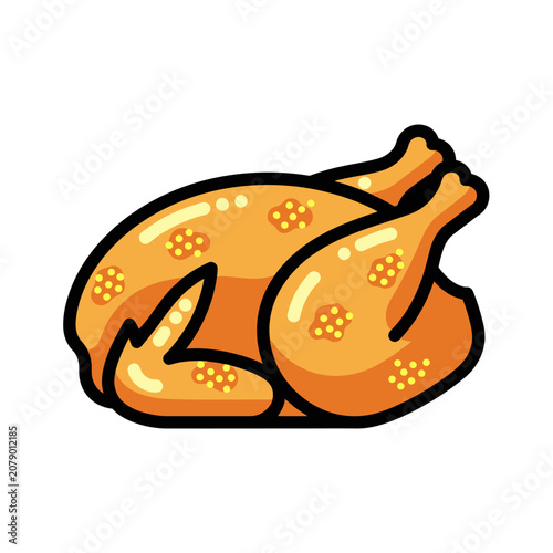 Whole roasted chicken with crispy skin and golden brown color.