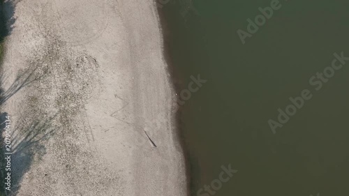 River Po exhibiting severely reduced water levels and exposed riverbeds from an intense summer heatwave and drought. Significantly diminishing the water flow through Lombardy and Emilia Romagna. Italy