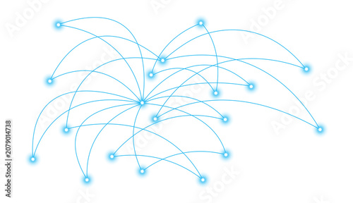 Foto Abstract Digital Network Connections with Glowing Blue Nodes, Global Data Commun