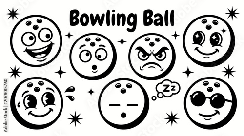 Fotografie Bowling ball vector collection isolated for indoor sports, entertainment, competitions, and recreational activities