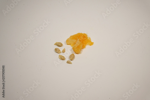 Fresh mandarin orange a clean white background with copy space, showing juicy citrus texture and natural fruit detail.