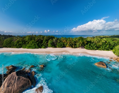 aerial view of a stunning tropical coastline beach