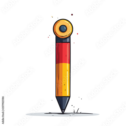 Creative Pencil Illustration Featuring Spanish Flag Colors.