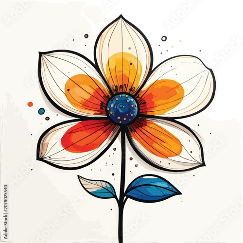 Abstract artistic illustration of a stylized colorful flower.