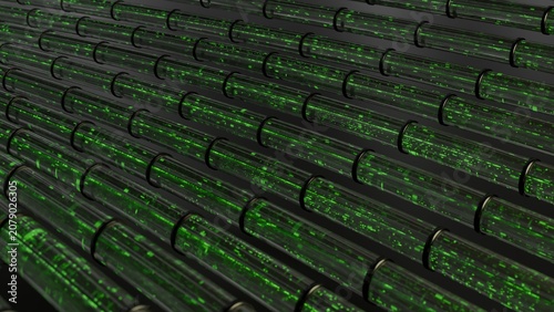Canvas Print Abstract 3D digital green lines background