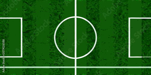 Soccer field corner section with white lines overhead view