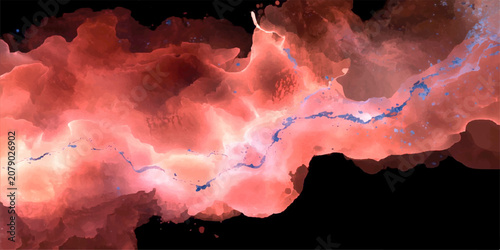 Obraz na plátně Nebula's Embrace vibrant nebula cloud glowing with ethereal pinks and blues, a celestial masterpiece of cosmic dust and gas against the infinite blackness of space, evoking wonder and awe