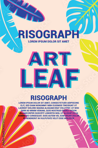 Risograph Tropical Leaf Poster Design