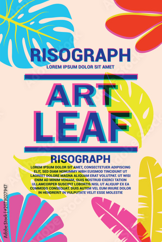Risograph Tropical Leaf Poster Design