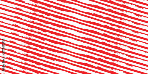 Red and White Hand-Painted Horizontal Stripes Pattern — Bold Brushstroke Background for Festive and Graphic Design,vector,Eps 10