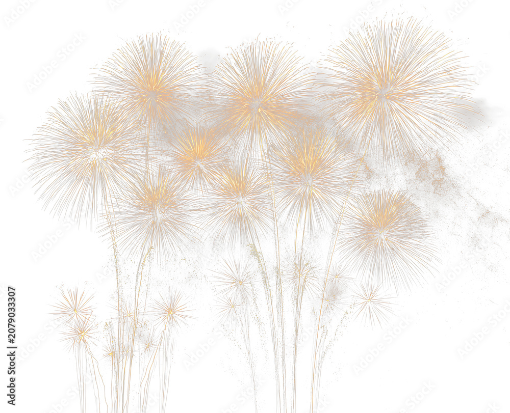 Obraz premium Bright golden firework explosion for holiday party PNG