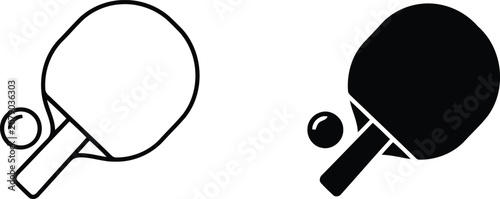 Fotografie Table tennis racket and ball game vector illustration, Table tennis racket and b