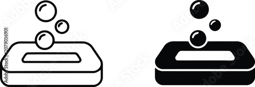 Foto Soap bar with bubbles vector illustration, Soap bar with bubbles icon set