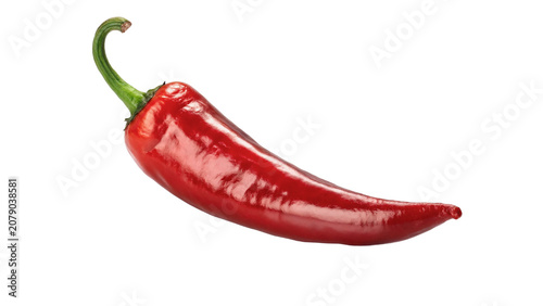 Fotografía Fresh spicy red chili pepper pod single vegetable isolated on a transparent back