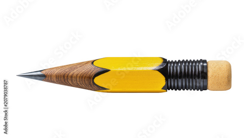 Cuadro en lienzo Isolated sharpened yellow and black pencil with an eraser attached to the ferrul