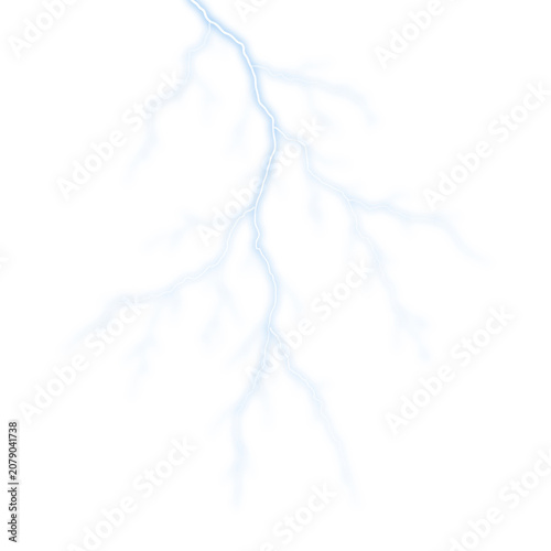 Schilderij op canvas Glowing blue lightning bolts PNG isolated on transparent background with vivid e