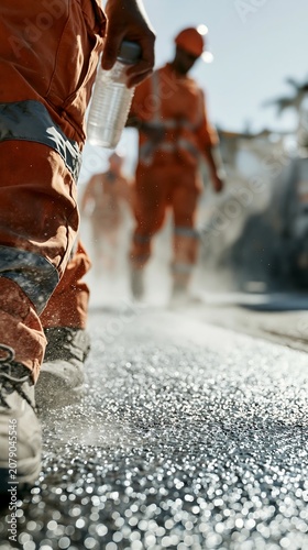 road worker, hot asphalt, outdoor worker heat, heat stress worker, road construction, heatwave, paving asphalt, construction worker, manual labor, extreme heat, infrastructure, workplace safety, aspha