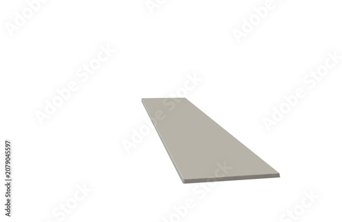Plate shelf board and trampoline in side 3D right perspective. On isolated transparent background.