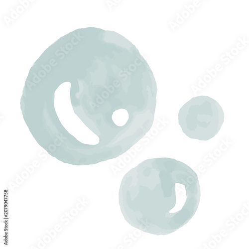 Blue Watercolor Bubble Clipart Isolated on White