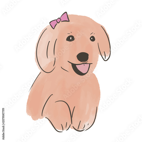 Golden Retriever Puppy Watercolor Illustration Isolated on White