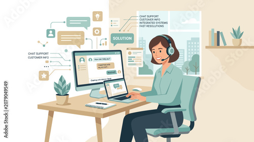 Efficient Chat Support Specialist Assisting Customers Online