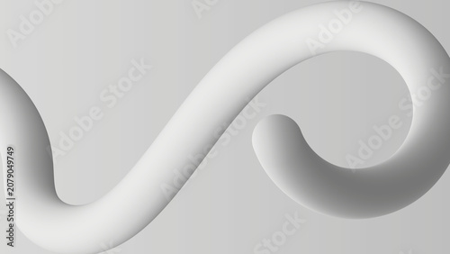 Abstract flowing white ribbon background with smooth gradient monochrome design
