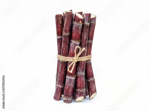 Organic Red Sugarcane Canes Isolated on White
