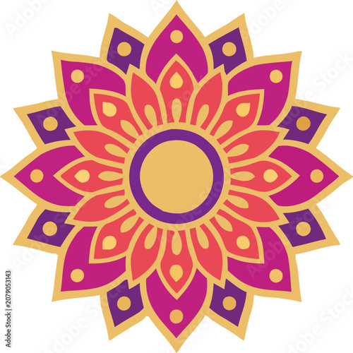 Photos Geometric Pink and Purple Circular Mandala Ornament
