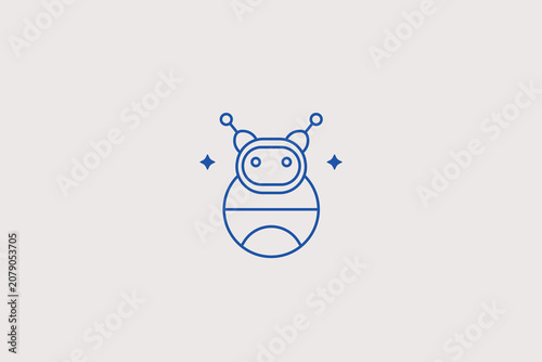 Fotografía Cute round robotic assistant droid line icon for smart home app