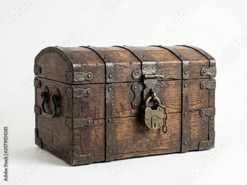 Pirate Treasure Chest Closed Isolated on White