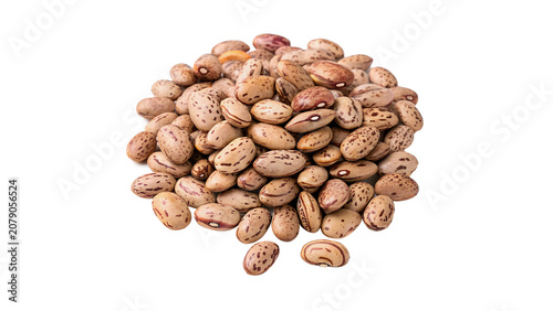 Obraz na plátně A heap of dry speckled pinto beans raw organic pulses isolated on transparent ba