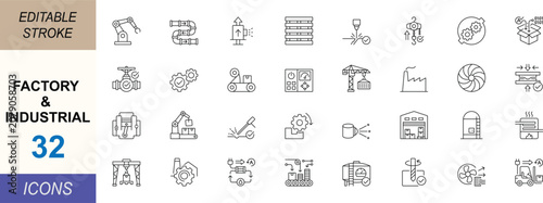 Foto Factory and industrial line icon set