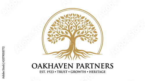 Oakhaven Partners logo with a golden tree of life emblem.