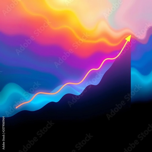 Upward trending graph line chart illustrating growth, market movement, line chart