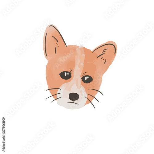 Pembroke Welsh Corgi Puppy Watercolor Illustration Isolated on White