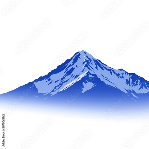 Silhouette of snow-capped mountain peak against a white background, chilly, peaks