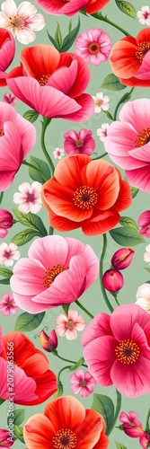 Seamless flower pattern with sweet pea illustration, garden, || flowers