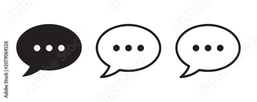 Obraz na plátně Three variant chat bubble icons with ellipsis for modern interface and communication apps