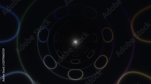 Swirling patterns create a tunnel effect with light at the center
