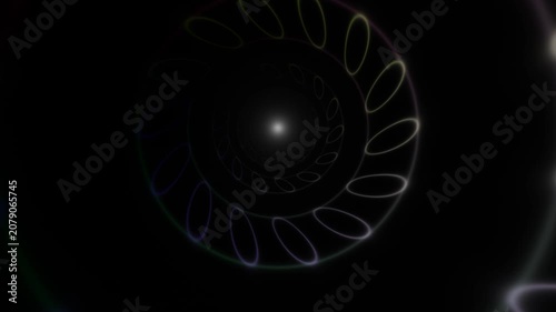 Spiral motion pattern with glowing lines in dark background