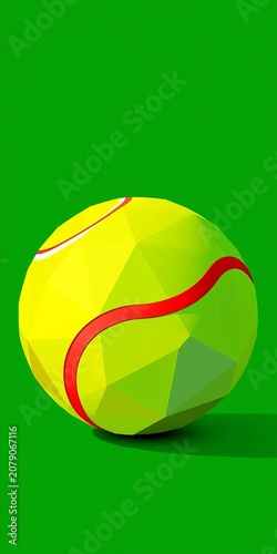 Geometric tennis ball design on a bold background, poster, template