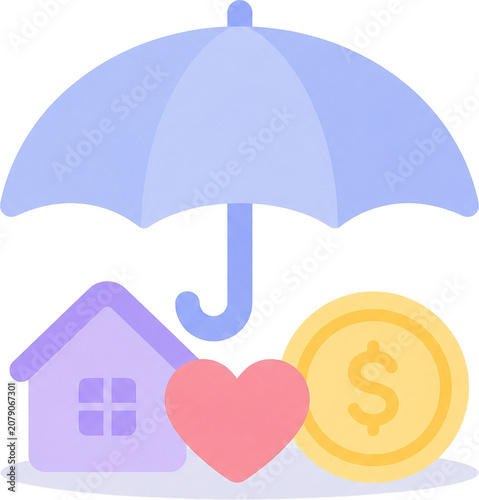 Flat Pastel Financial and Business Icon Clipart Set Isolated on Transparent Background