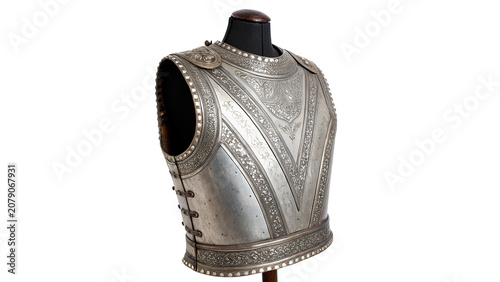 Foto Ancient medieval warrior steel body armor plate isolated on a transparent backgr