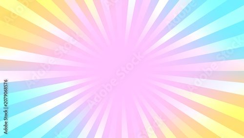 Colorful concentration line.Pop art cartoon starburst,sunburst   集中線　放射線　16:9  素材　カラフル　ポップ　おしゃれ　サンバースト　見出し　タイトル　キャンペーン