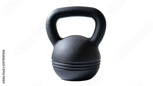 Photography Isolated black kettlebell heavy cast iron weight for strength training and fitne