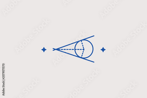 Bild auf Leinwand Geometric acute angle vertex with circular arc line icon for education app