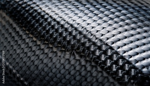 close up of a carbon fiber weave pattern with reflective surface