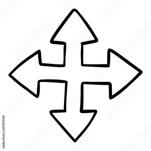 Foto A hand-drawn move icon indicating repositioning or dragging in multiple directions